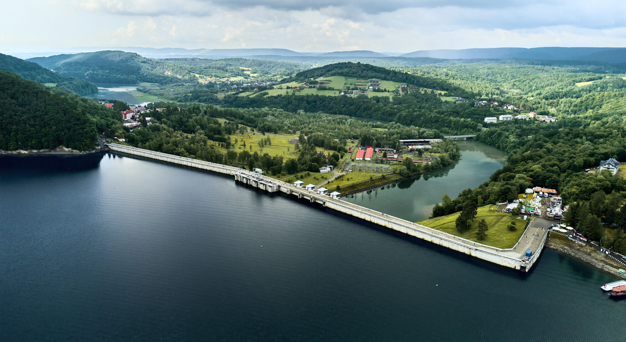Hydroelectric power plant in Solina aerial view