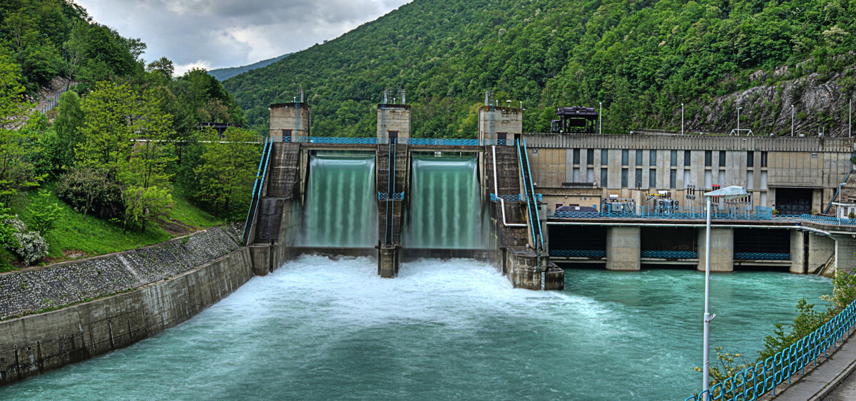 Hydroelectric power plant in mountains